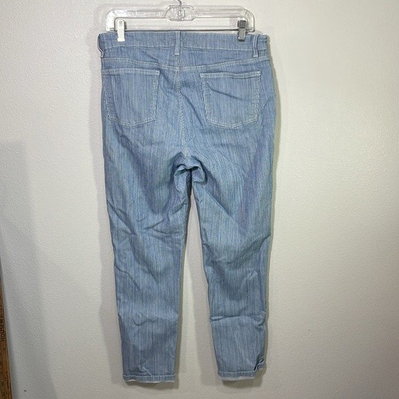 Eileen Fisher Jeans Womens Blue White Engineer Stripe Tapered Fit Denim Pants 14 - Picture 3 of 11